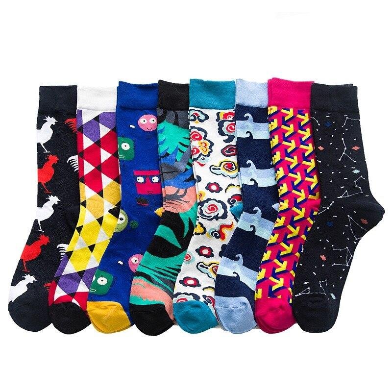 New happy Mens socks Women animal alien chili Moustache sloths Novelty Sock combed cotton funny Socks Men big size Crew Socks