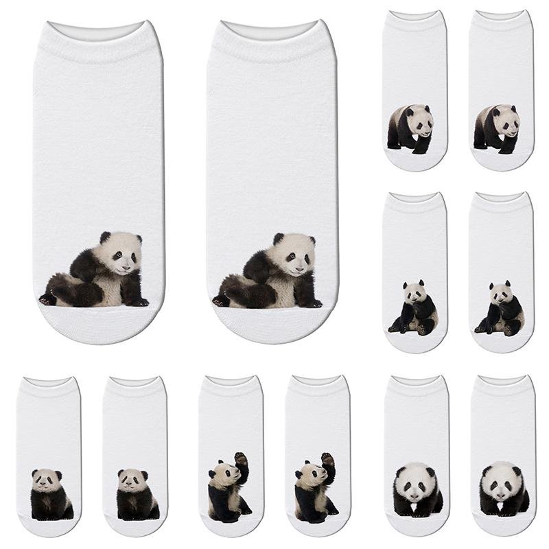 3D Printed Mini Pattern Cotton Socks Funny Animal Giant Panda Unisex Low Ankle Socks Women Happy Summer Crew Socks skarpetki